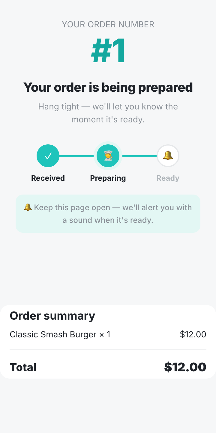 Live order status screen